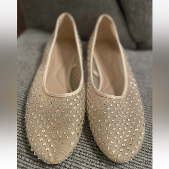 Zara Beige Studded Flats - Picture 2 of 16